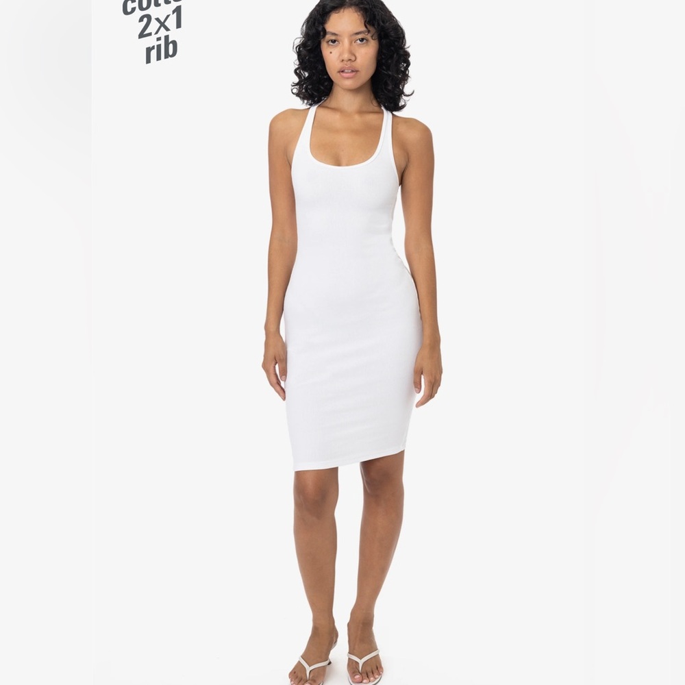 Los Angeles Apparel White Rib knit midi dress
